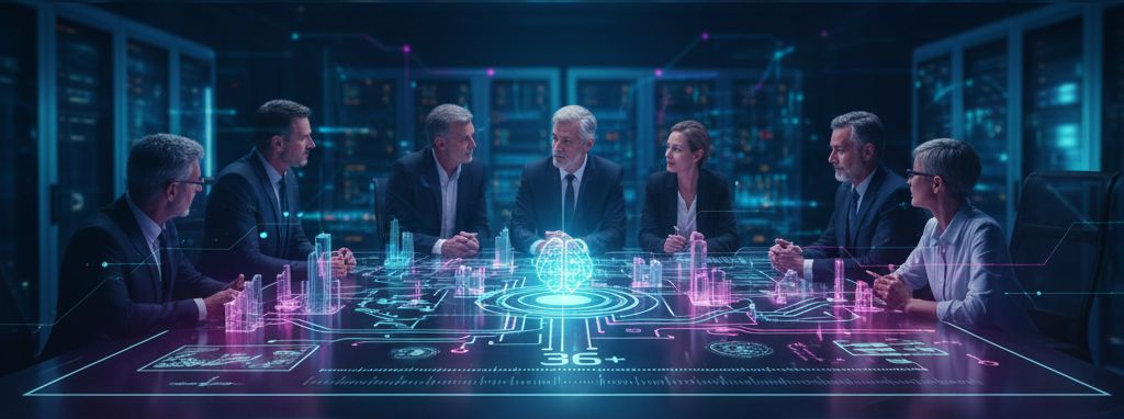 AI-generated image of a consultant presenting a strategy roadmap