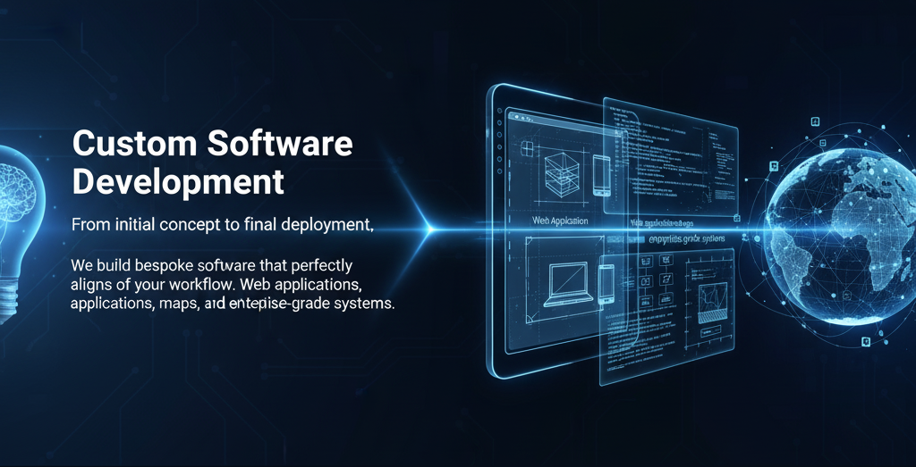 AI-generated image showing code on a screen and UI design mockups