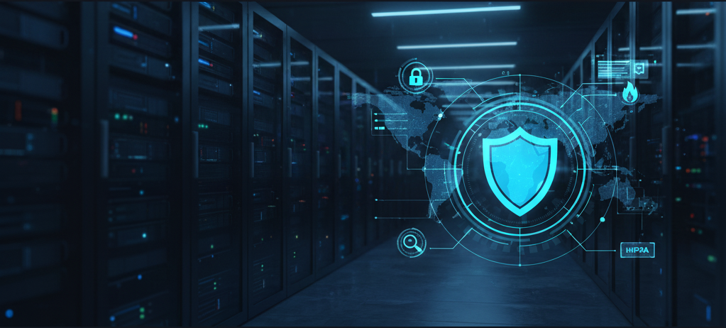 AI-generated image of a digital shield protecting a network