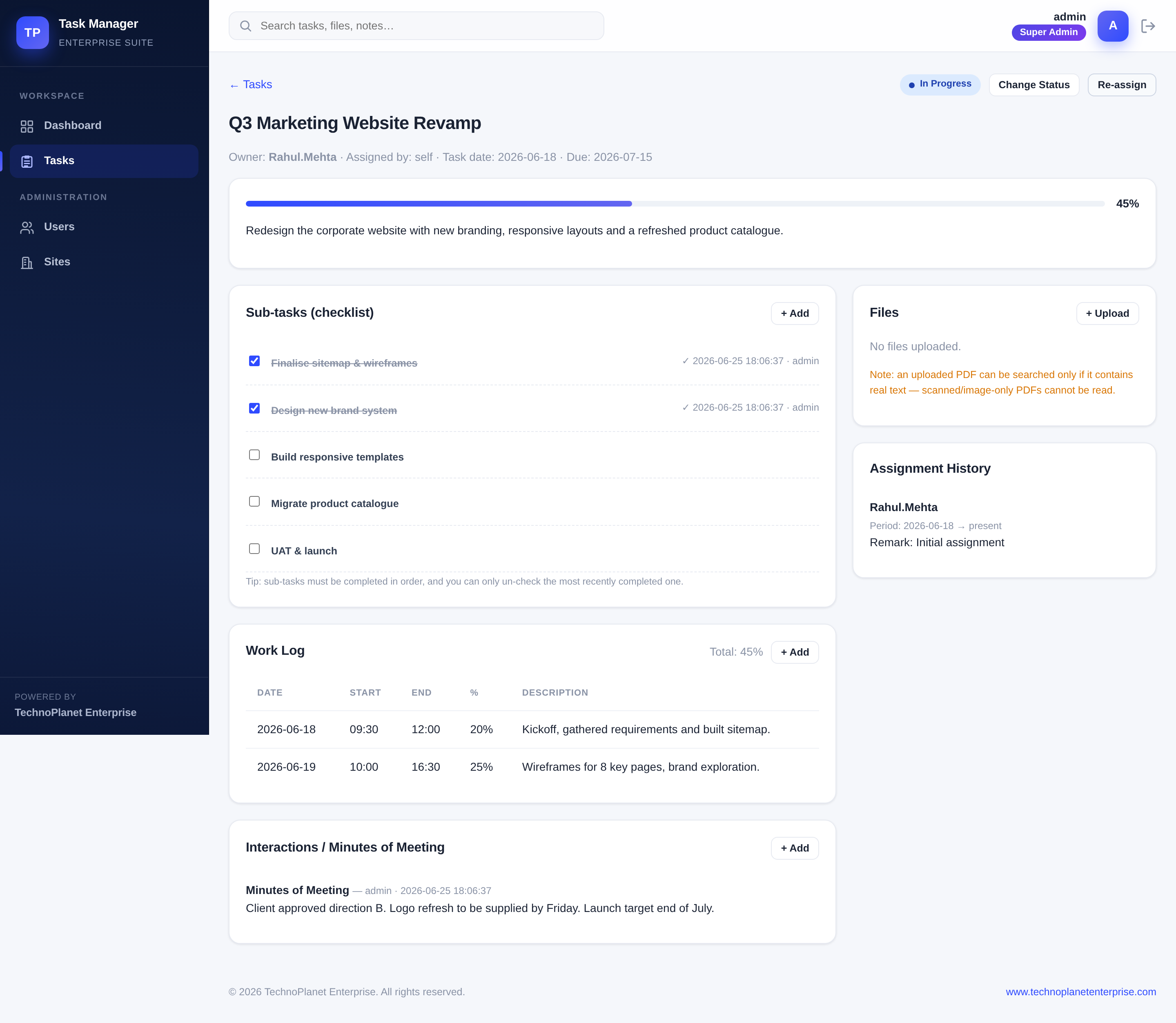 Task detail